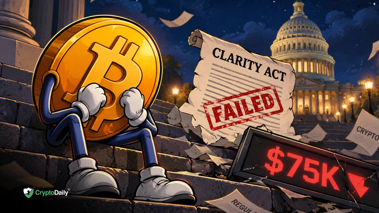 Bitcoin drops to $75K on Clarity Act failure