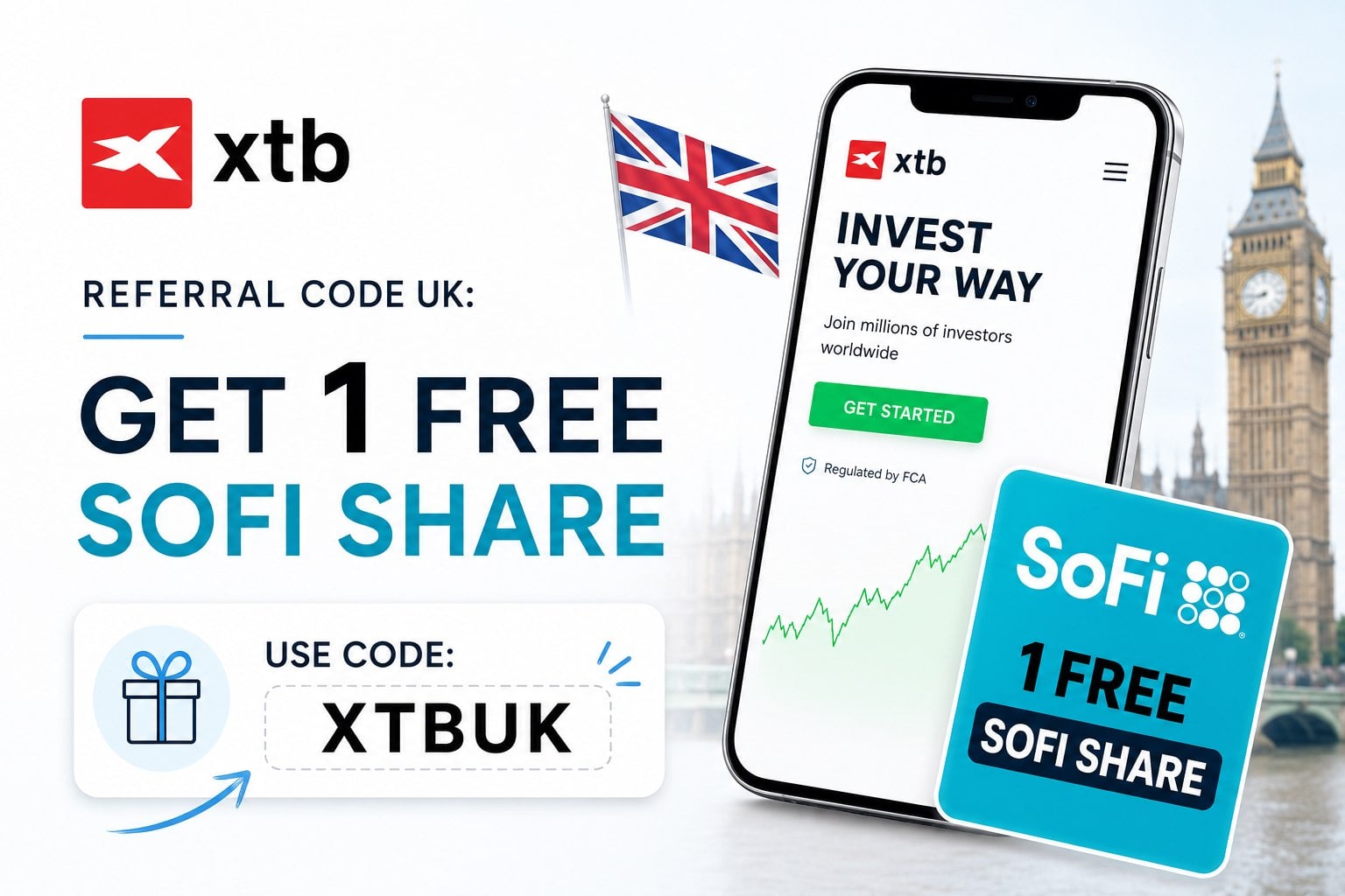 XTB Free SoFi Share now offered via Referral Code XTBUK