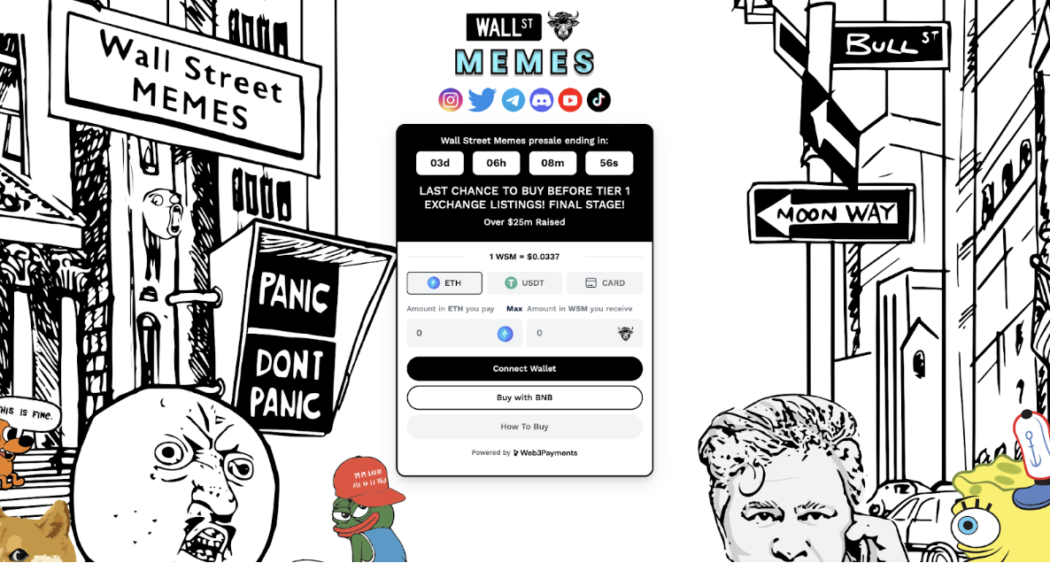 Wall Street Memes (WSM) Presale Will End on Monday – Exponential Gains Anticipated on Tier-1 Exchange Listings