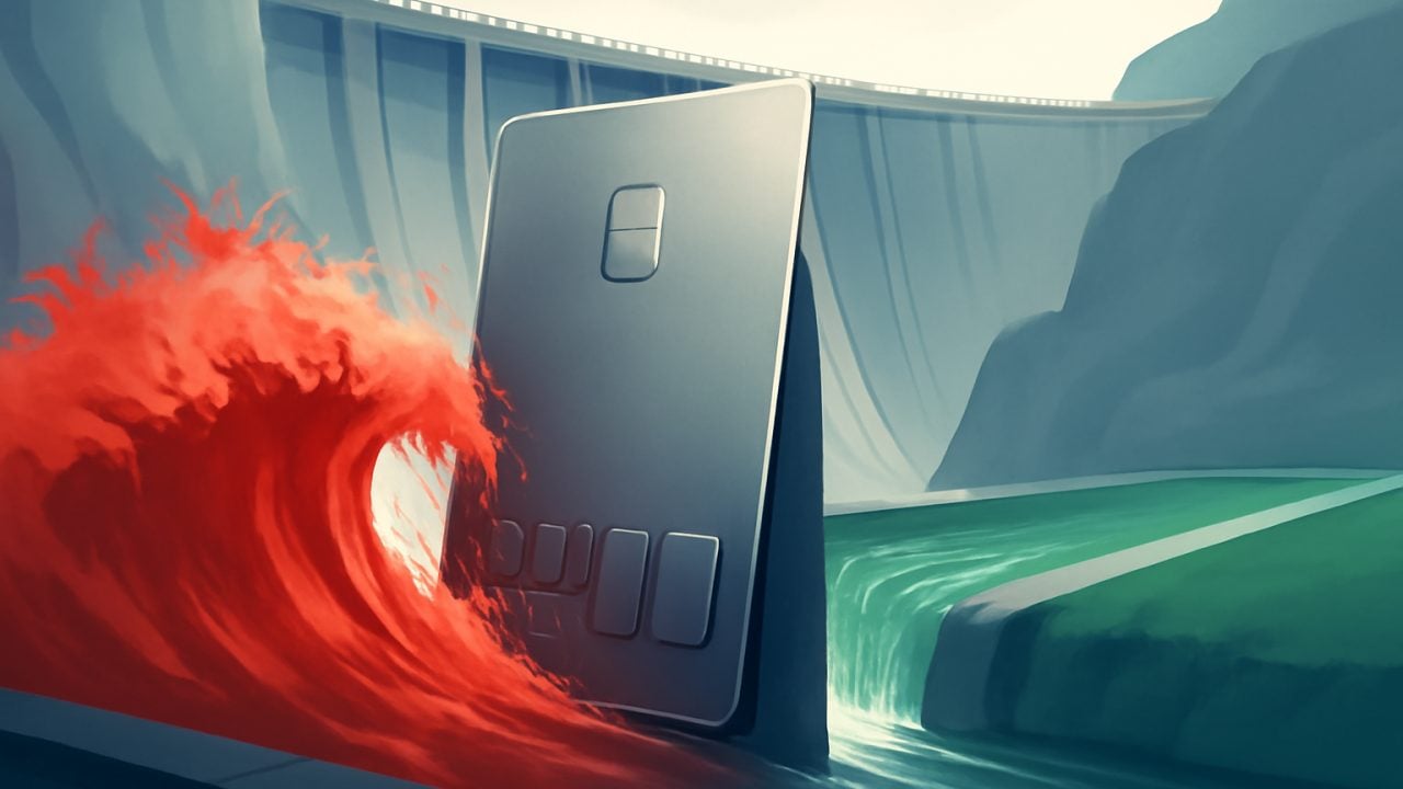 Card Floodgate Holding Back Red Ink