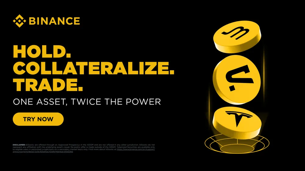 Official Binance bStocks margin-collateral announcement visual.