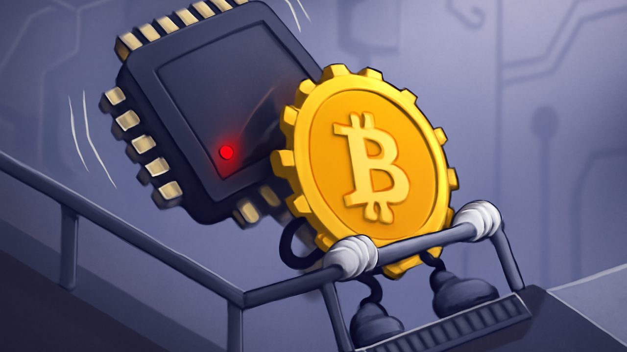 Chip-driven linkage turning BTC downward