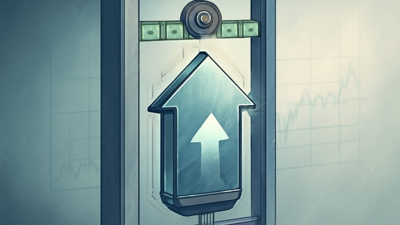 Options-Powered Elevator in a Vibrating Shaft