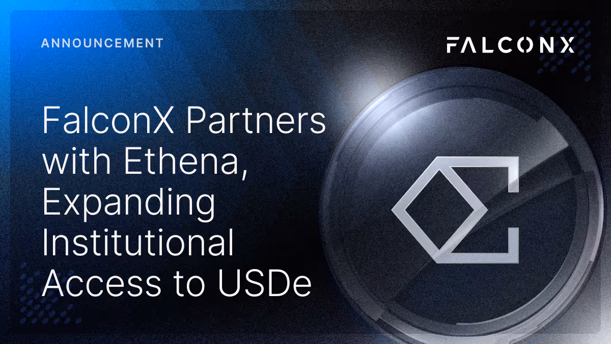 Official FalconX press announcement hero image for the $1B warehouse financing facility with Ethena (FalconX newsroom, Aug 19, 2026).