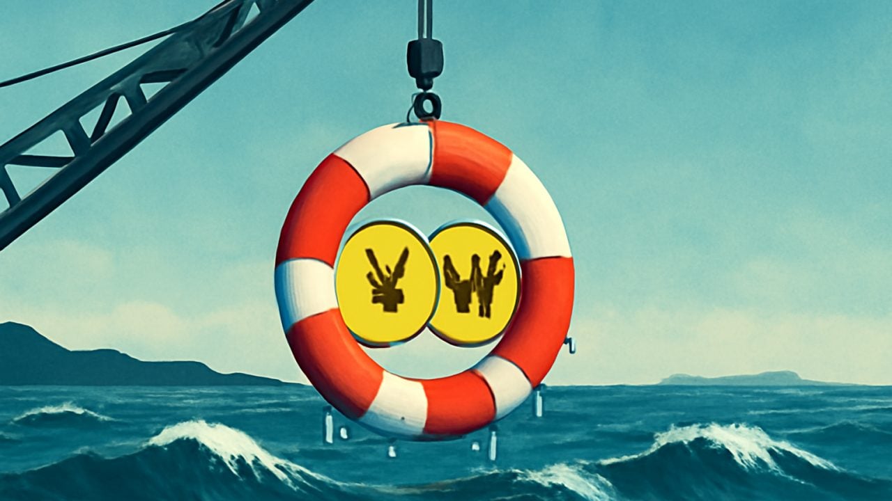 Rescue Hoist Pulling Yen and Won from Rough Seas