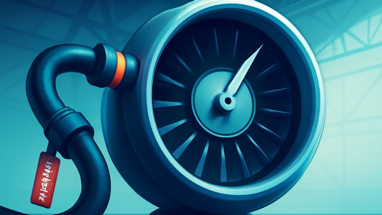 Engine gauge rising as a kinked supply hose chokes flow