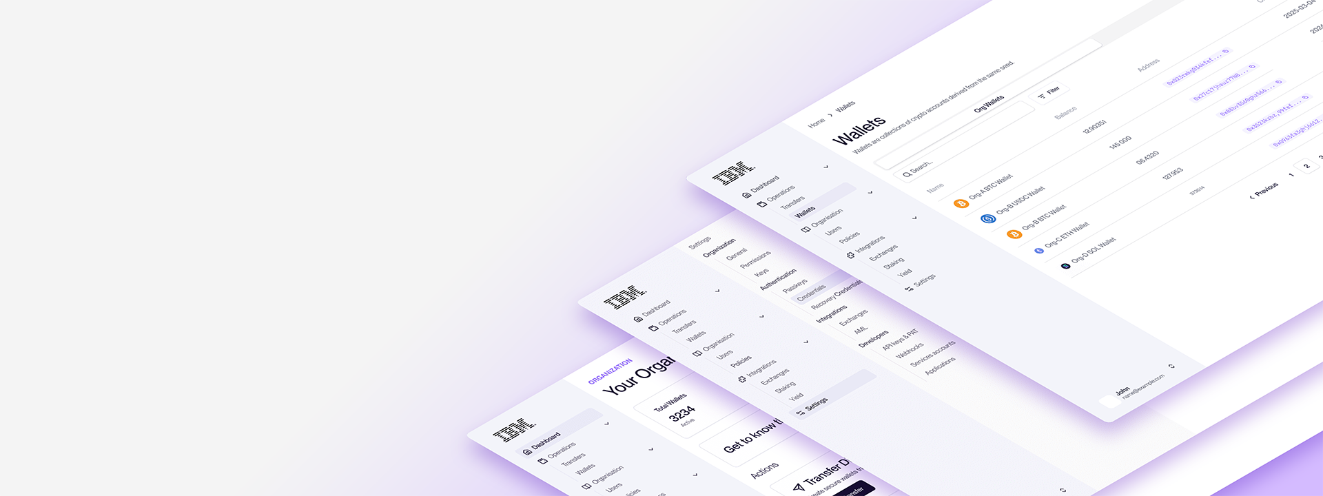 IBM Digital Asset Haven interface banner showing wallet and transaction-management dashboards.