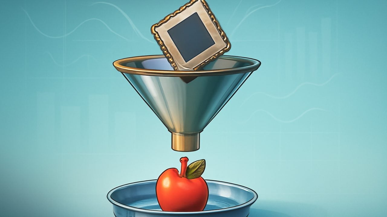 AI Flow Funnel &mdash; Semiconductor Clog vs Apple Throughput
