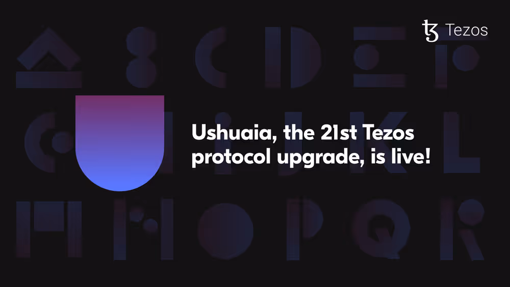 Hero announcement graphic for the Ushuaia upgrade (Ushuaia live on Mainnet, June 30, 2026) — useful as the official announcement visual for editorial pieces about the upgrade and its features.