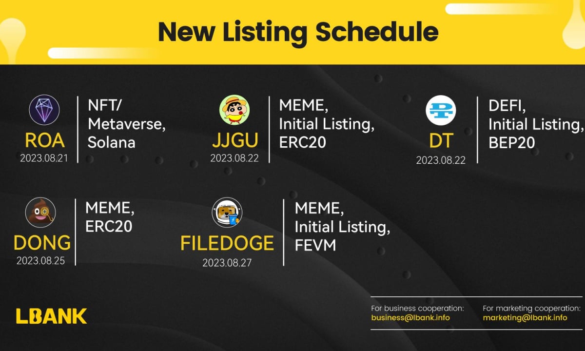 LBank to List Five New Tokens This Week